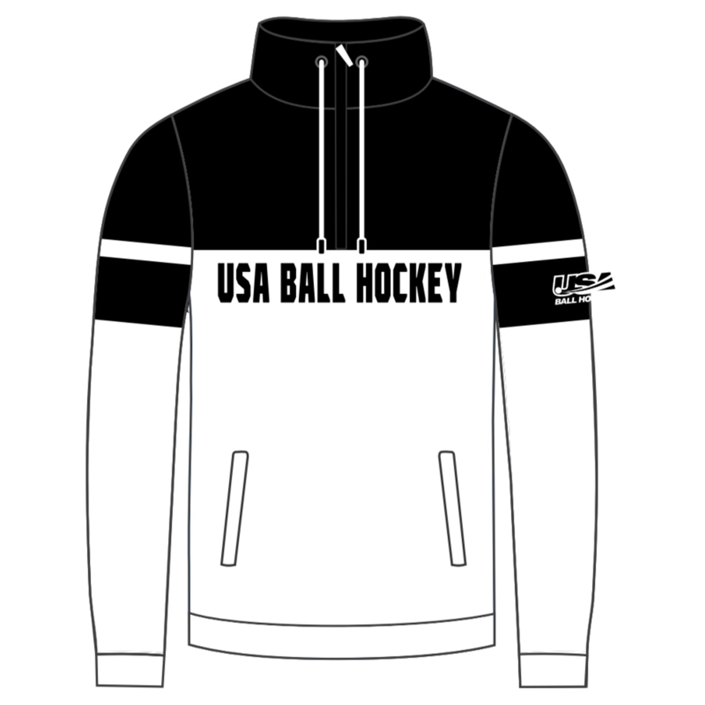 Black & White 1/4 Zip Cotton Pullover (w/stitched logo)