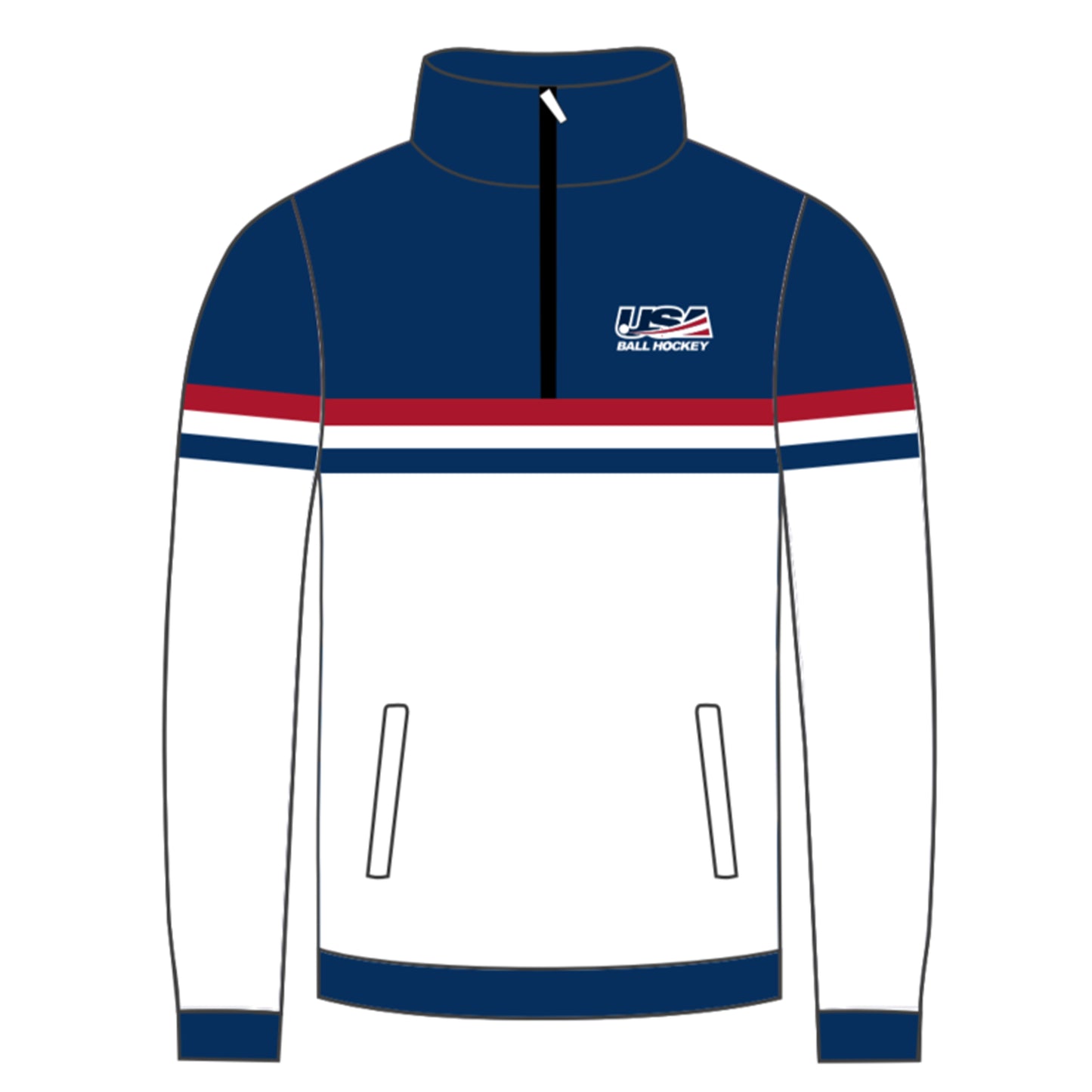 National Team 1/4 Zip Pullover - Navy/White