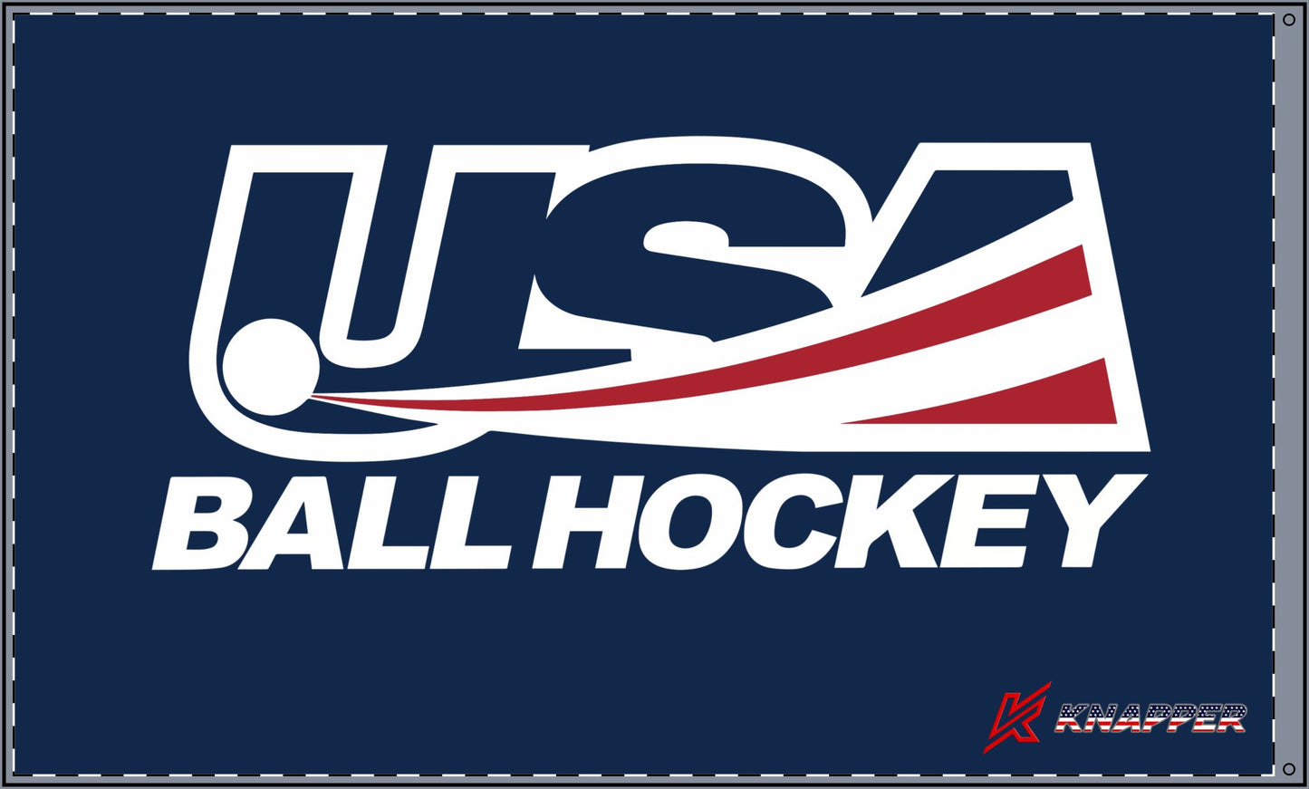 USA Ball Hockey Double Sided Flag (Horizontal Orientation, 36"x60", grommet attachment)