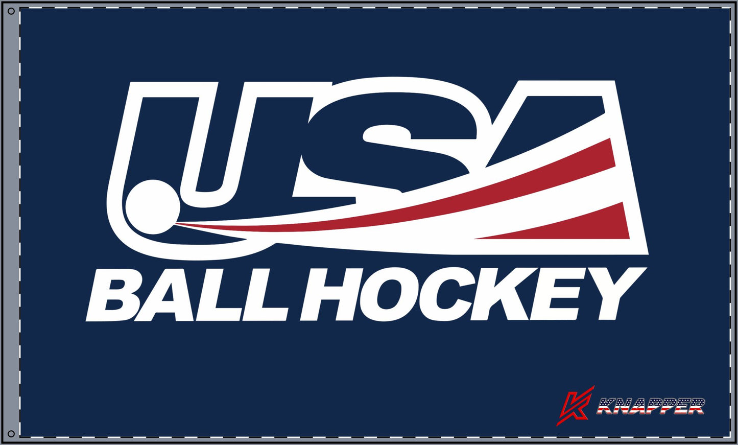 USA Ball Hockey Double Sided Flag (Horizontal Orientation, 36"x60", grommet attachment)