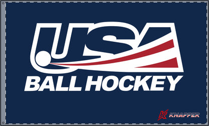 USA Ball Hockey Double Sided Flag (Horizontal Orientation, 36"x60", grommet attachment)