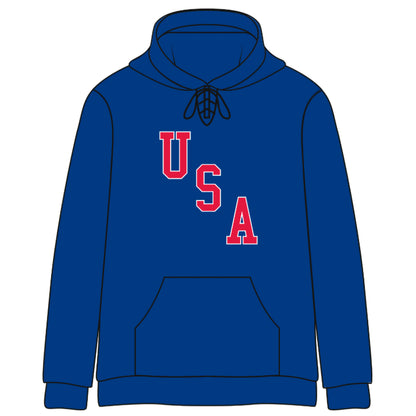 2026 USA Royal Blue Stitched Cotton Hoodie (w/lace neck)