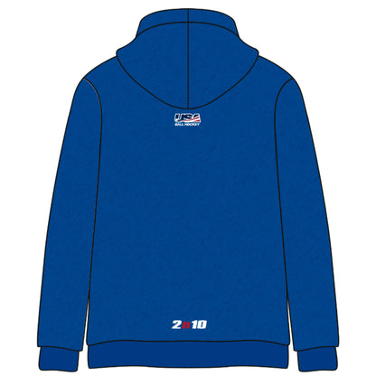 2026 USA Royal Blue Stitched Melange Cotton Hoodie (w/lace neck)