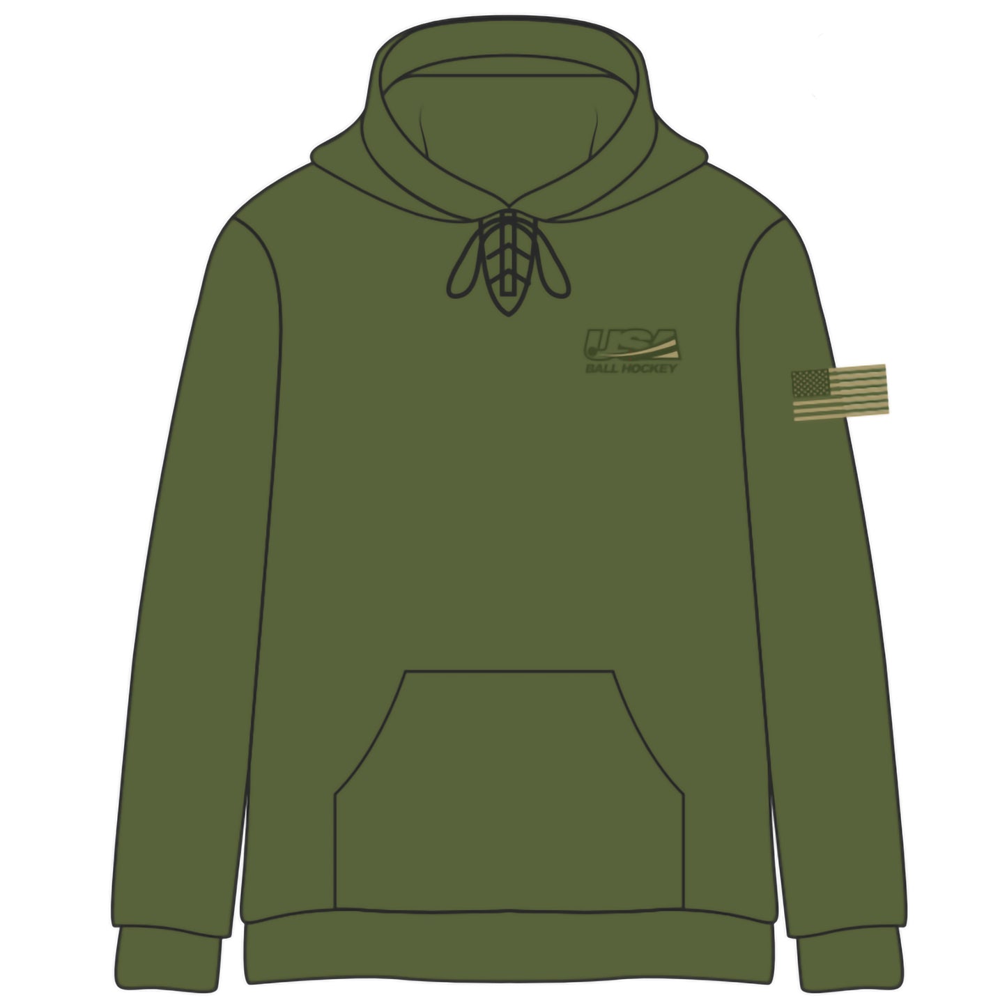 USABH Military Green Stitched Cotton Hoodie (w/lace neck)