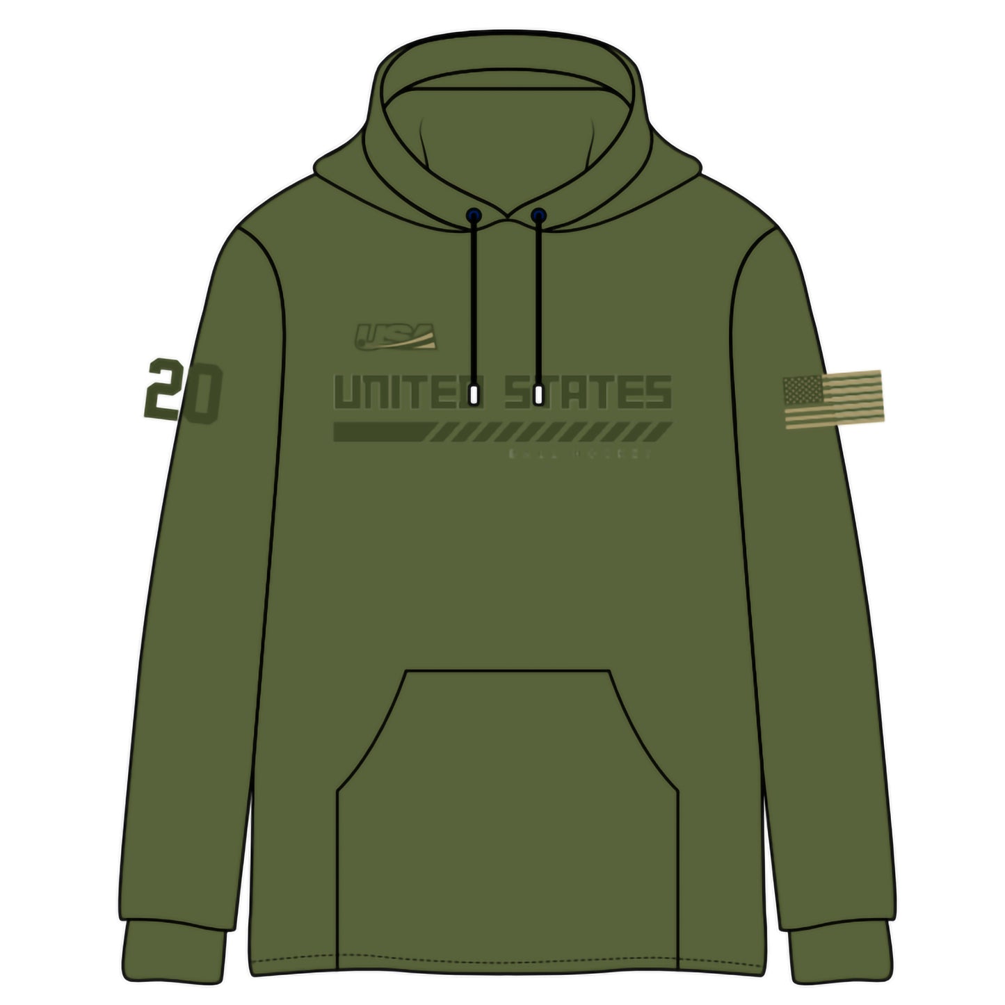 USABH Military Green Stitched Cotton Hoodie 2