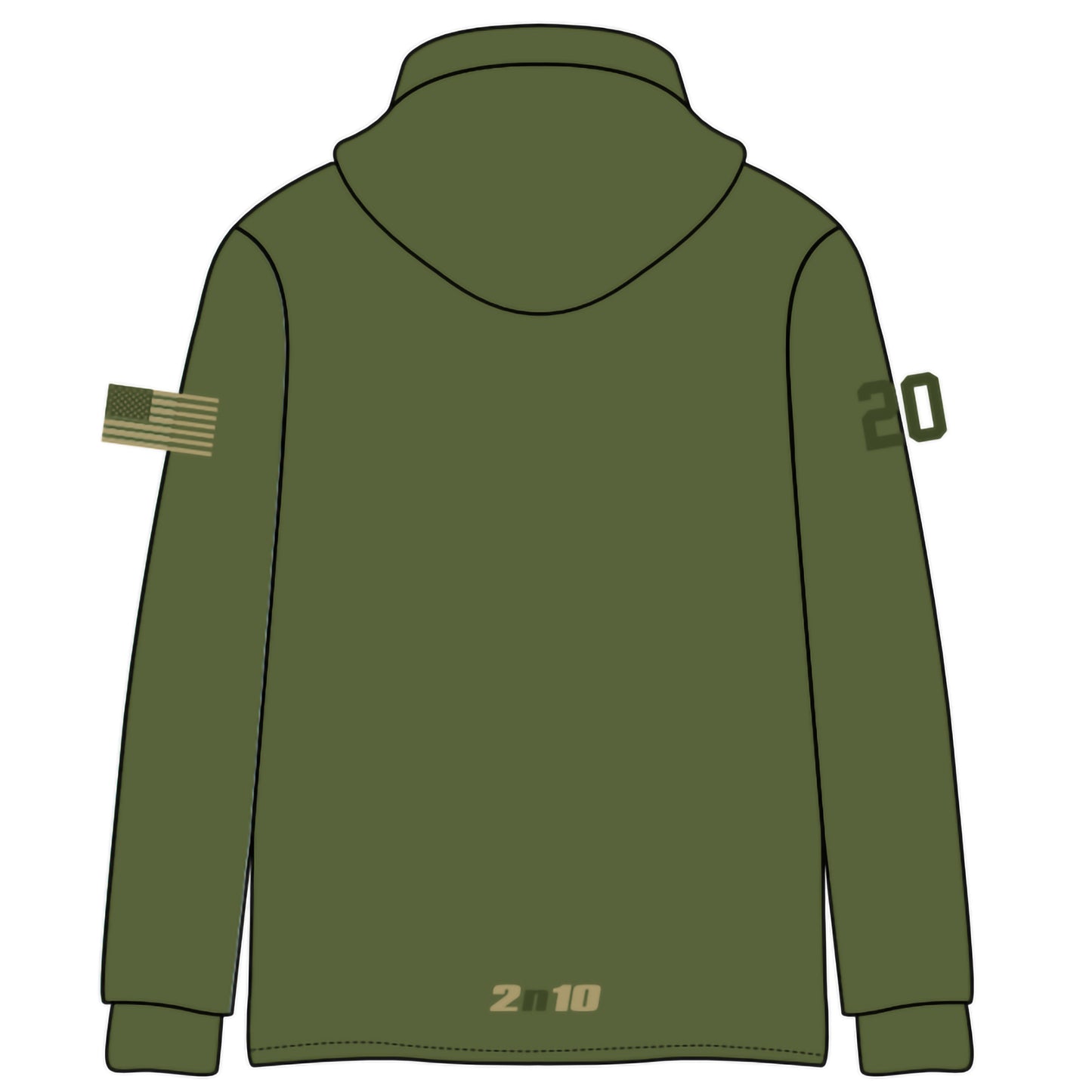 USABH Military Green Stitched Cotton Hoodie 2