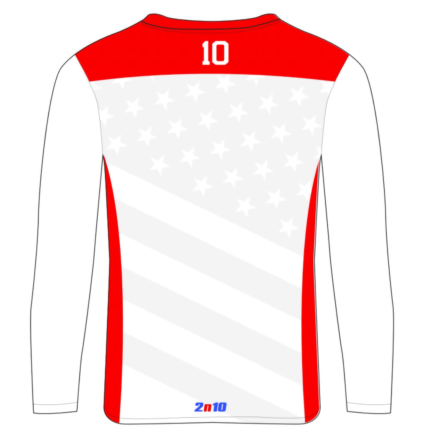 2026 USA Ball Hockey White/Red Flag Back Long Sleeve