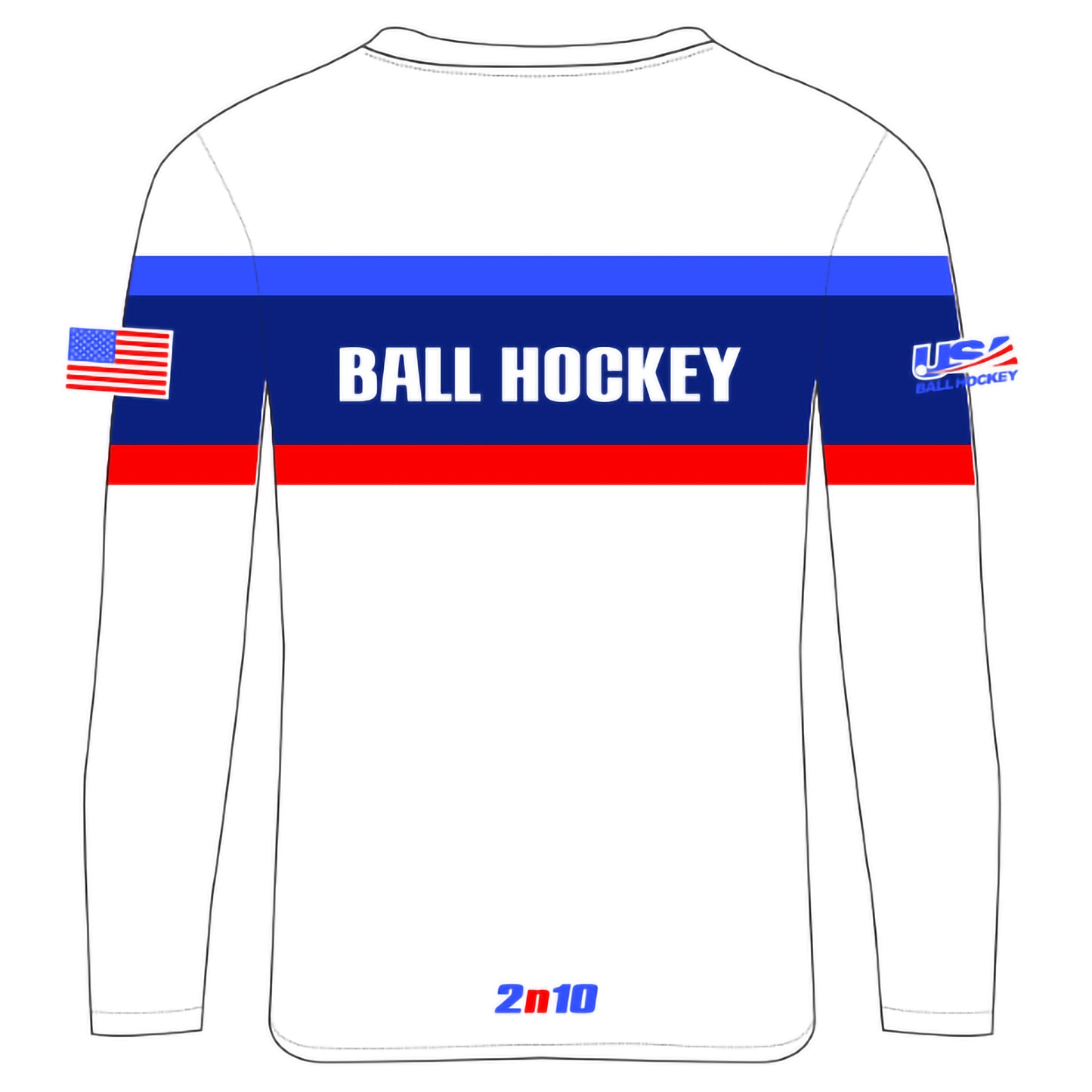2026 USA Ball Hockey Text Stripe Long Sleeve