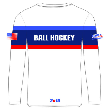 2026 USA Ball Hockey Text Stripe Long Sleeve